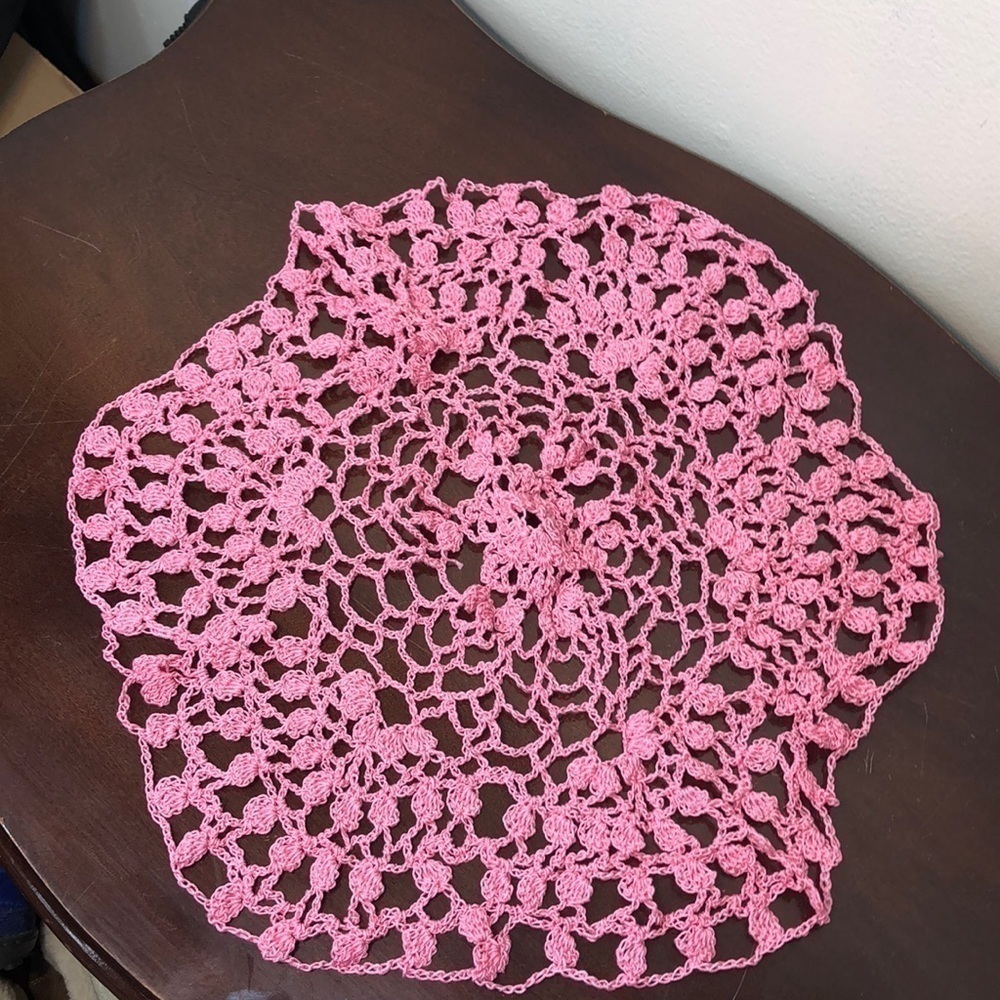 Handmade pink delicate crochet doily​​​​​